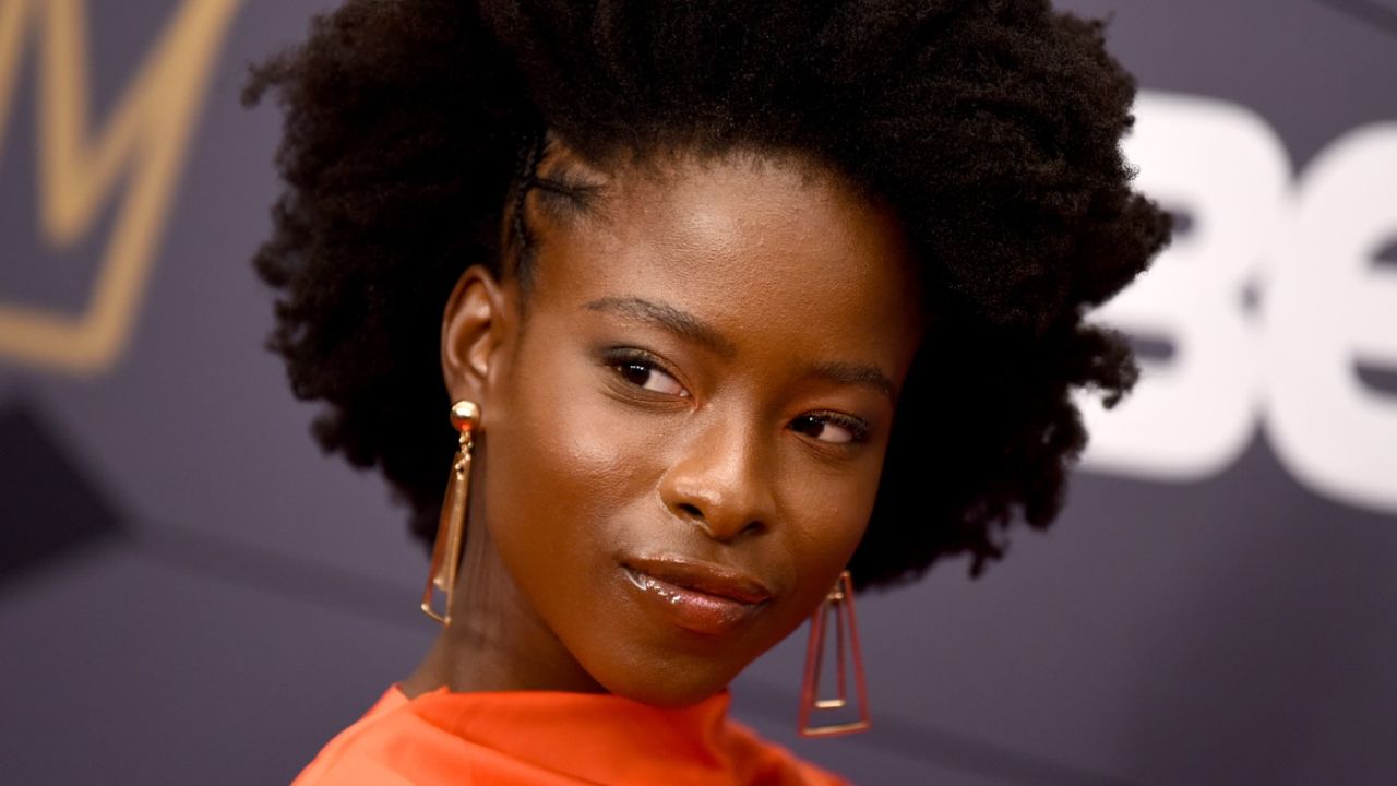 Amanda Gorman attends the Black Girls Rock! 2018 Red Carpet at NJPAC on August 26, 2018 in Newark, New Jersey. 