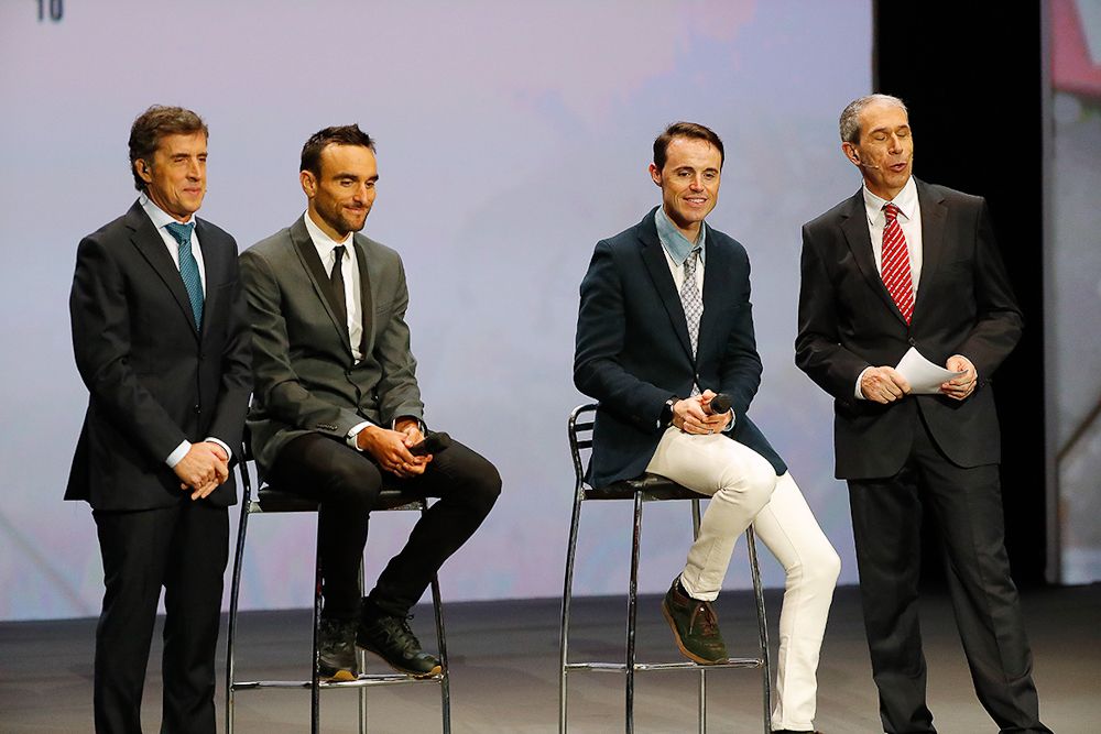 Perico Delgado, Luis Angel Mate and la Vuelta director Samuel Sanchez