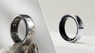 The Oura Ring and Samsung Galaxy Ring with a side-on view