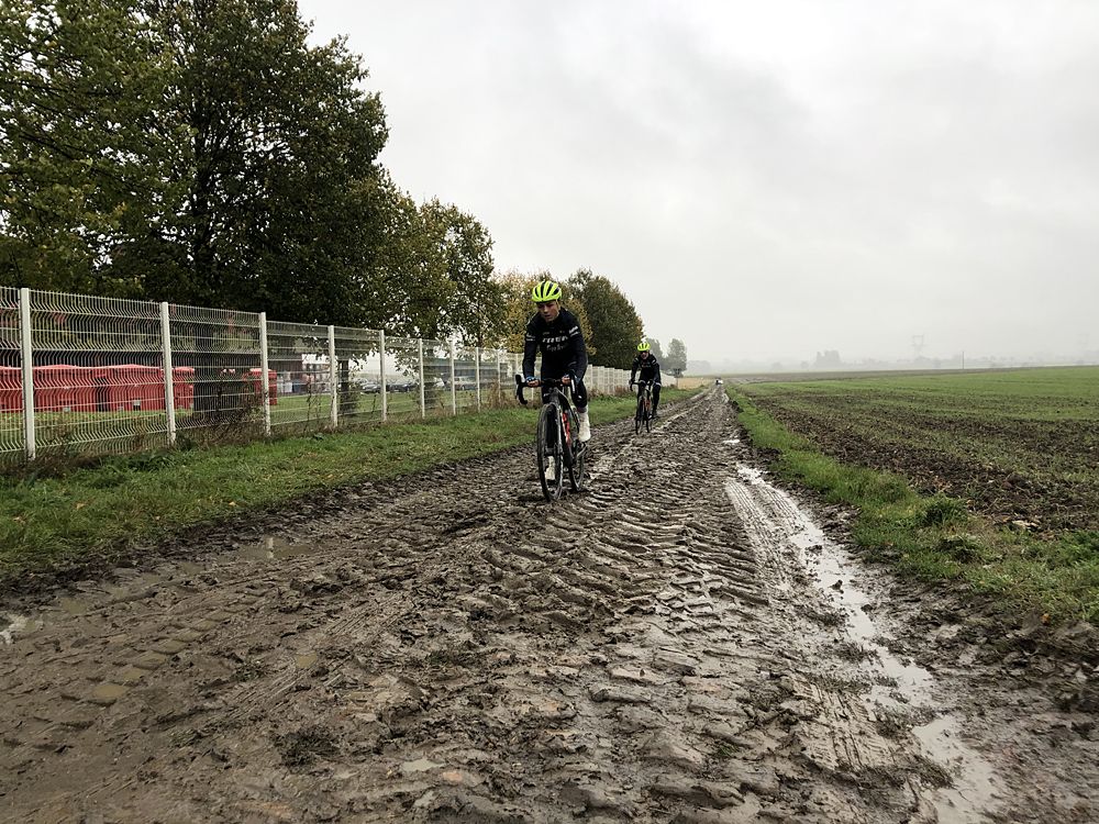 Over the muddy cobbles in October Paris-Roubaix recon for Trek-Segafredo Women