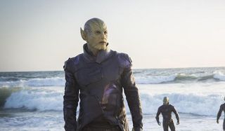 Skrulls arrive on the beach in Captain Marvel
