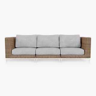 A 3 seat Outer Brown Wicker Outdoor Sofa on a white background