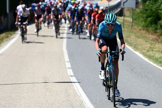 TURIN ITALY MAY 21 Joseph Lloyd Dombrowski of United States and Team Astana Qazaqstan attacks during the 105th Giro dItalia 2022 Stage 14 a 147km stage from Santena to Torino Giro WorldTour on May 21 2022 in Turin Italy Photo by Tim de WaeleGetty Images