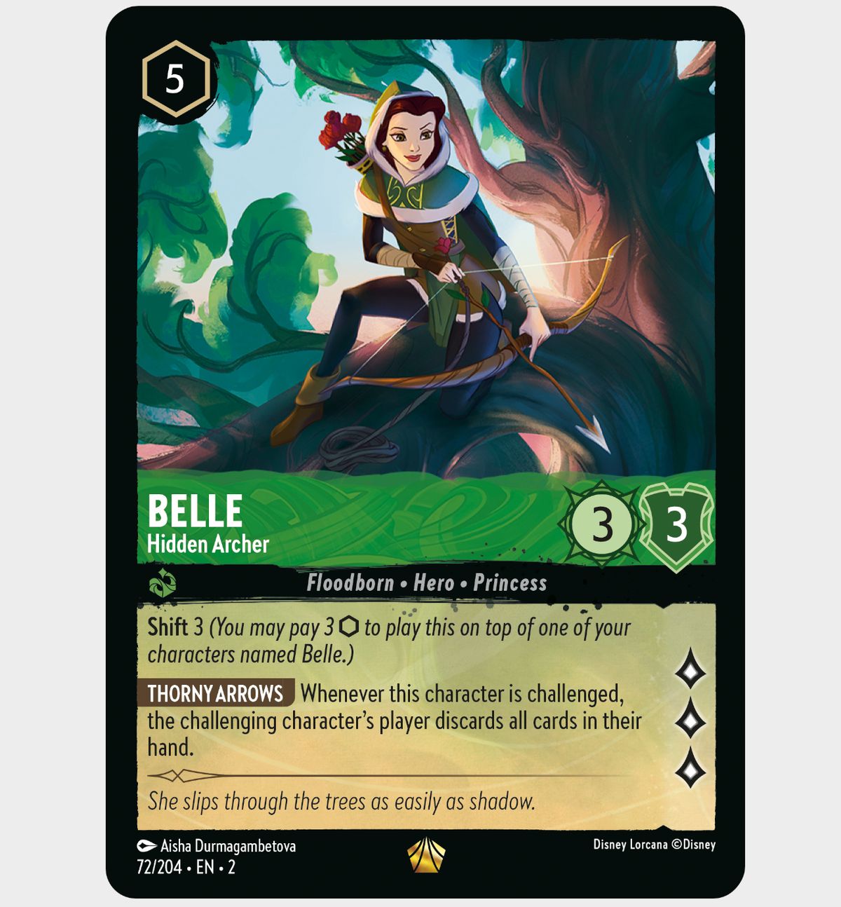 Disney Lorcana cards on a plain background