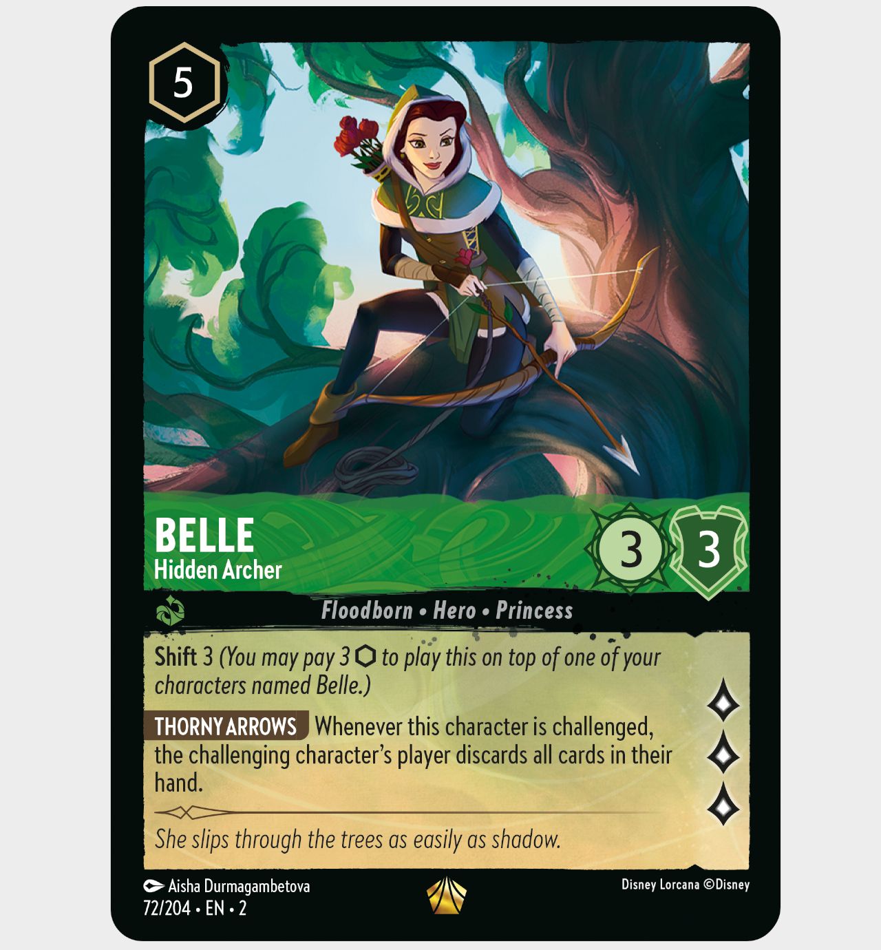 Disney Lorcana cards on a plain background