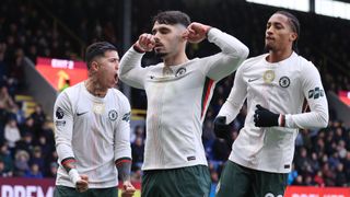 Pedro Neto celebrating scoring against Burnley in the Premier League.