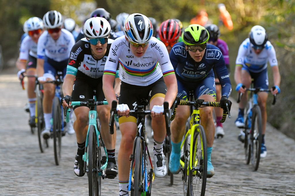 UCI Women&#039;s WorldTour: Anna van der Breggen (SD Worx) leads the peloton in the Tour of Flanders