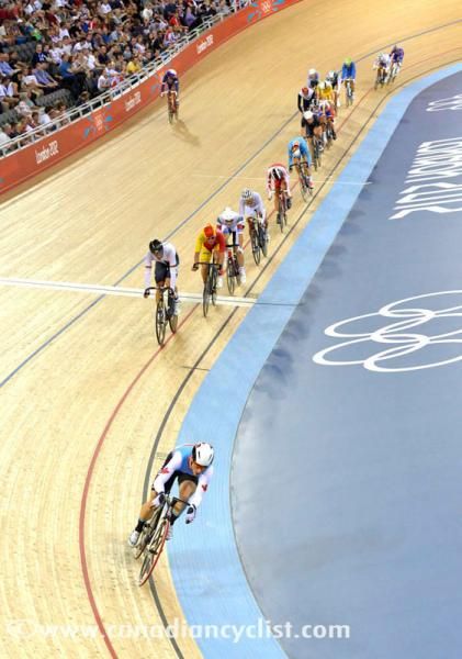 Zachary Bell (Canada) makes the winning attack in the scratch race in the men's omnium.