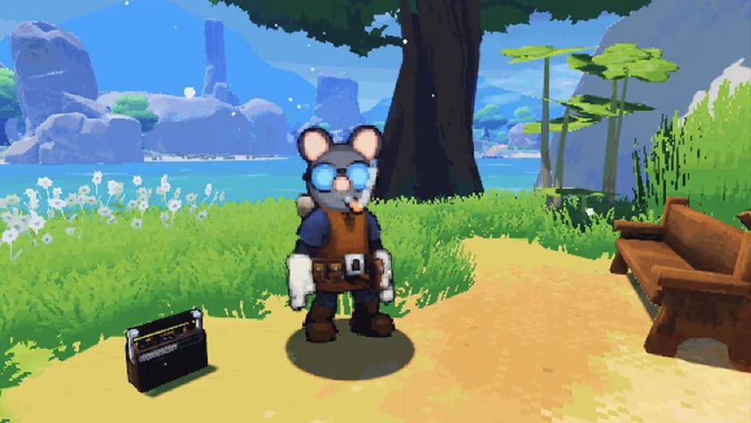 An image of a mouse as a 2D sprite that looks 3D in a video game environment