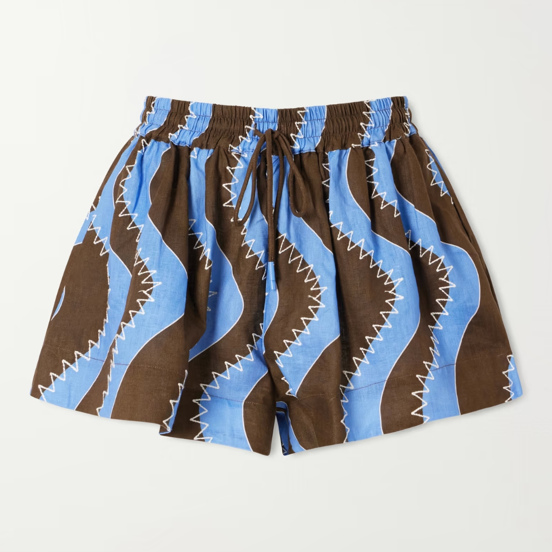 Al&amp;eacute;mais, Frankie Printed Embroidered Linen Shorts