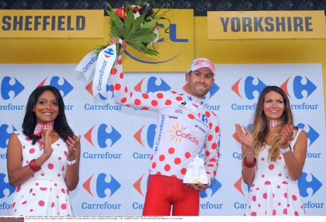 Cyril Lemoine (Cofidis) collects his KOM jersey