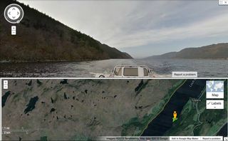 Loch Ness in Scotland shown here in Google Street View.