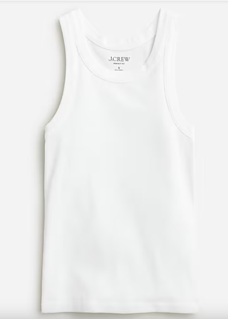 a white jcrew tank top on a plain backdrop