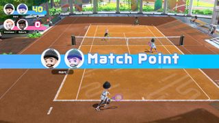 A screen from Nintendo Switch Sports showing the tennis mini-game