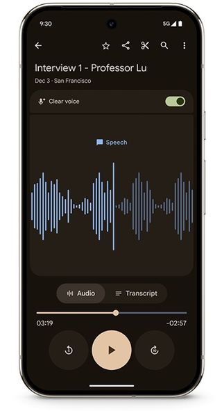 The Recorder app picks up "Clear Voice" to reduce background noises.