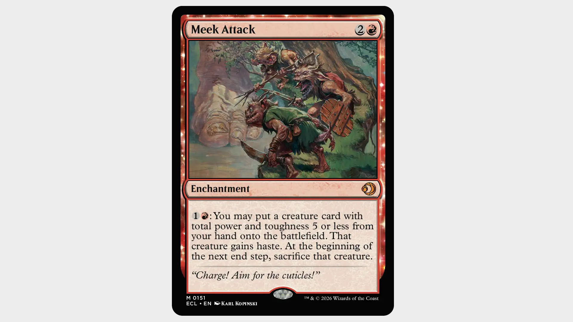 Lorwyn Eclipsed Meek Attack card on a plain background