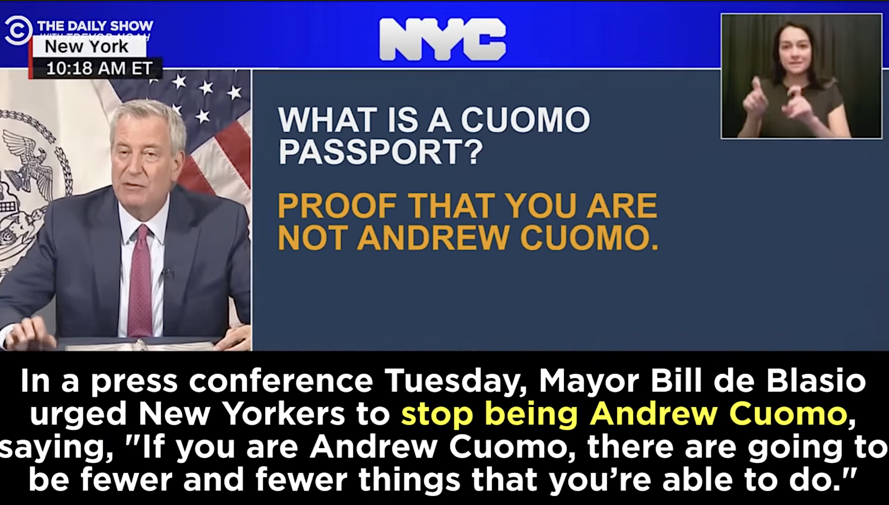 The Daily Show on NYC vaccination requirement
