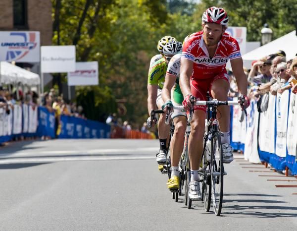 Johan Landstrom (Team Cykelcity) leads a mid-race breakaway.