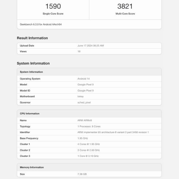 Pixel 9 benchmark leak