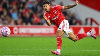 Morgan Gibbs-White of Nottingham Forest in action during the pre-season friendly match between Nottingham Forest and ACF Fiorentina at City Ground on August 05, 2025 in Nottingham, England.