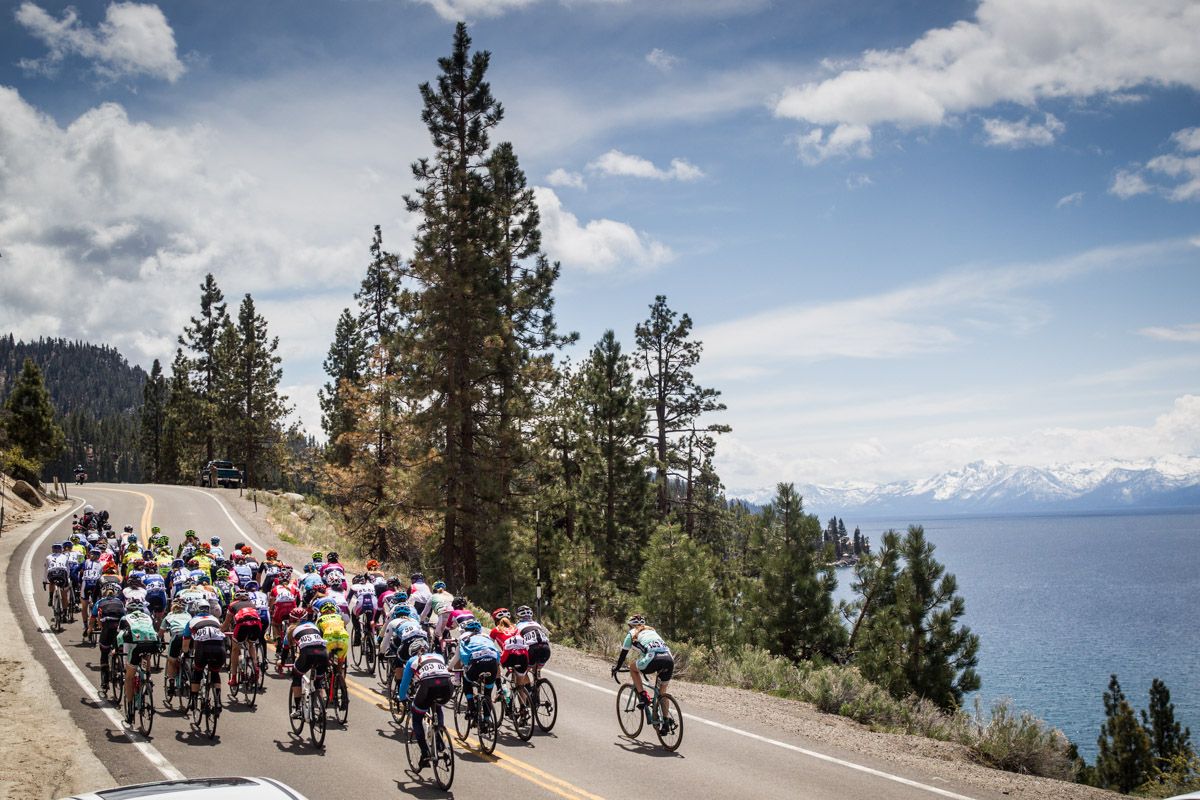 The women close in on the finish in South Lake Tahoe