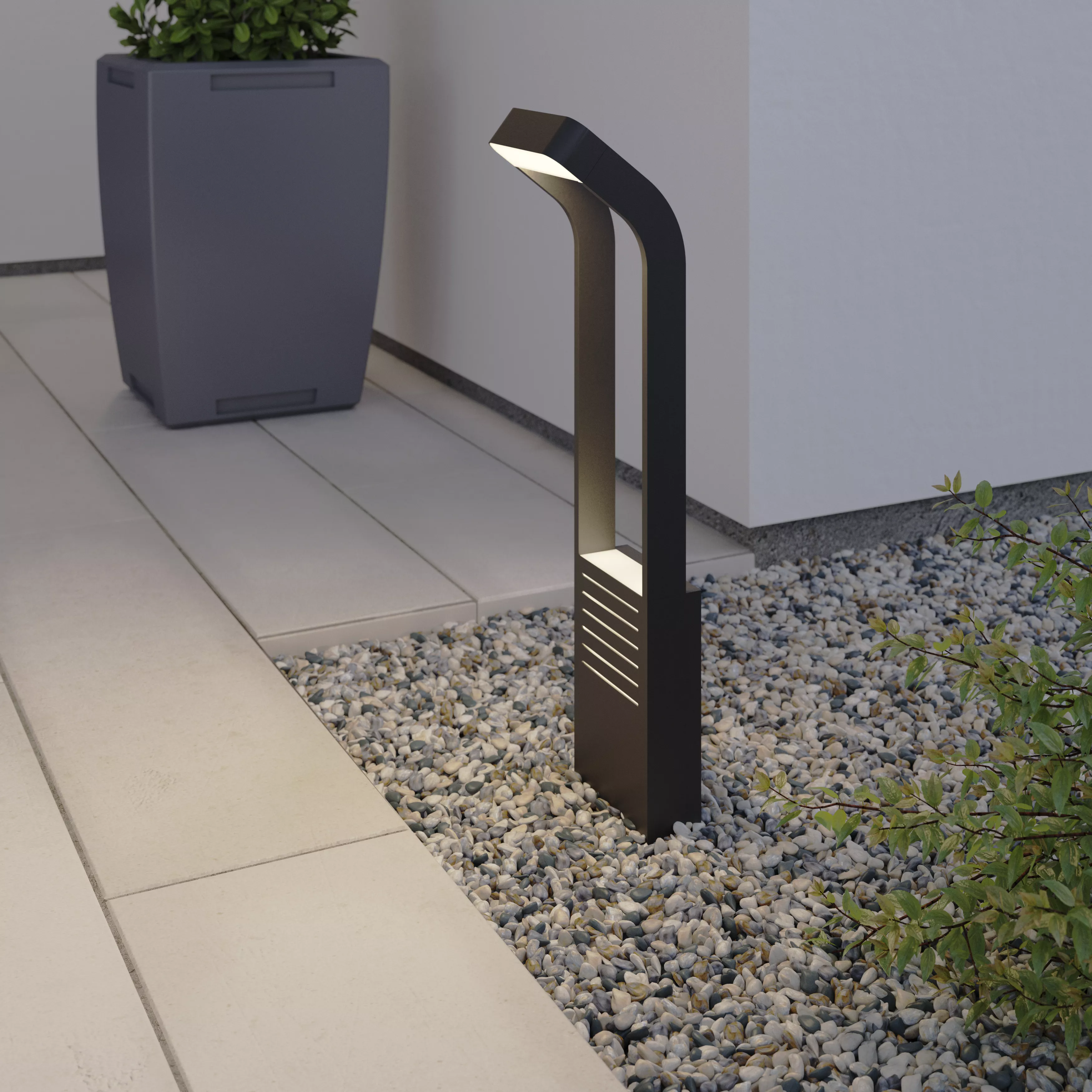 Goodhome Majorca Contemporary Black Mains-Powered 1 Lamp Integrated Led Outdoor Post Light (h)700mm