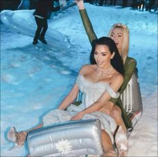 Kim Kardashian and BFF Paris Hilton shimmer in new Christas Eve party photos.