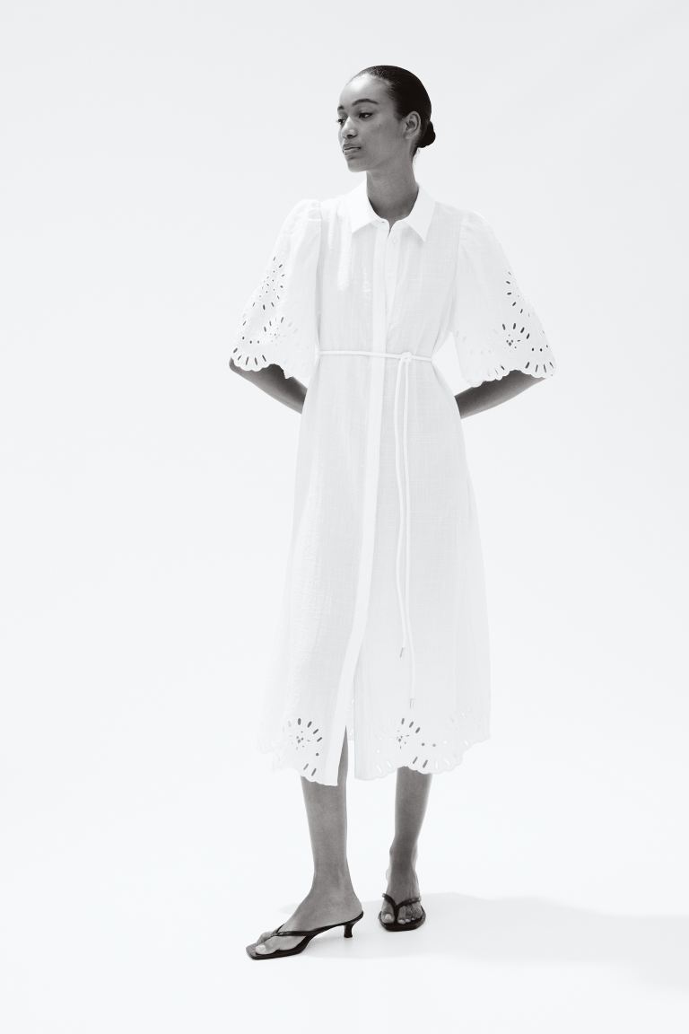 Shirt Dress With Eyelet Embroidery