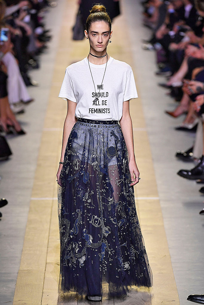 A model walks the runway during the Christian Dior Ready to Wear fashion show as part of the Paris Fashion Week Womenswear Spring/Summer 2017