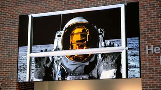 The new LED displays showcasing space and and astronaut at Purdue University.