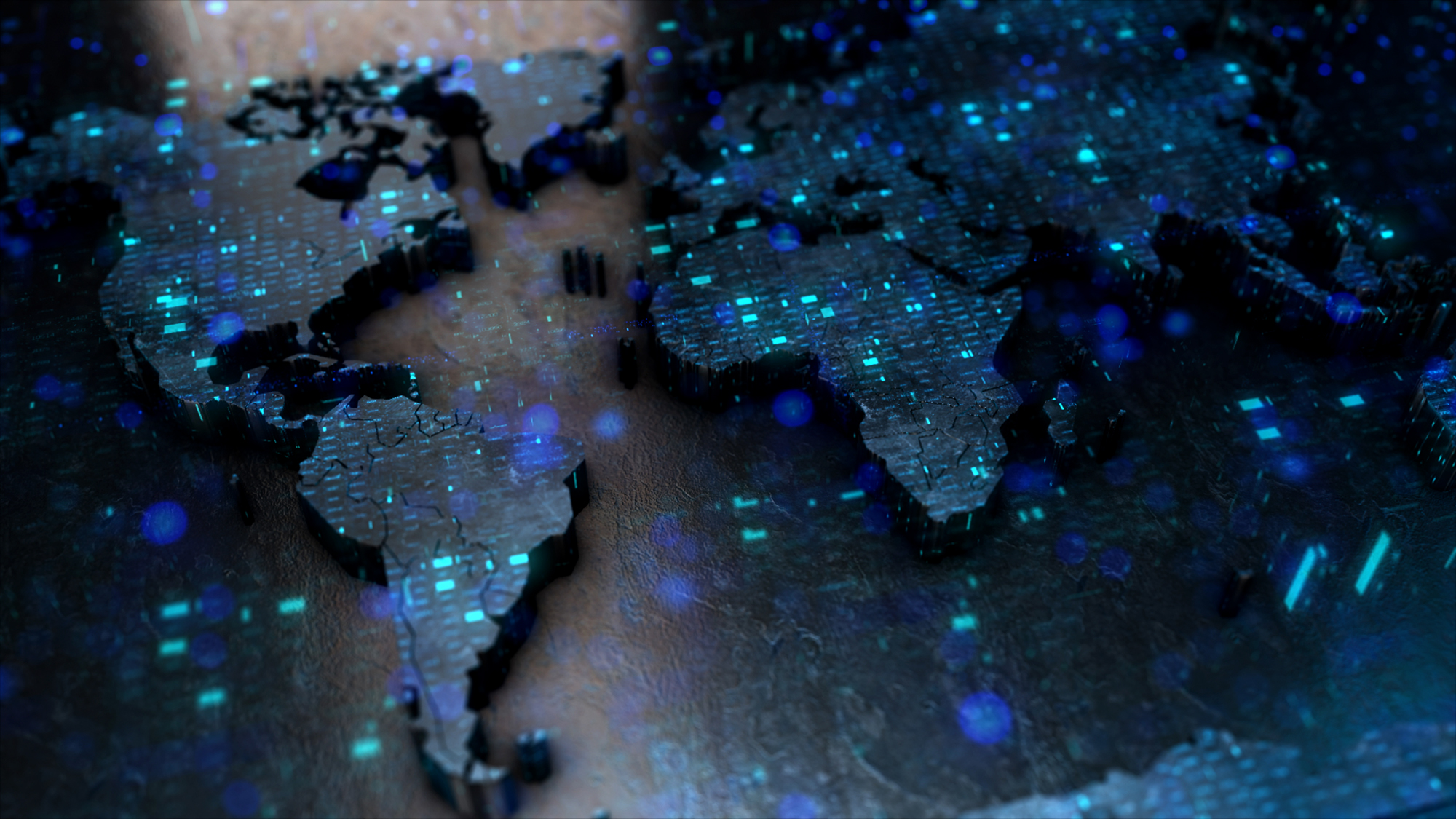 Technology locations on a world map