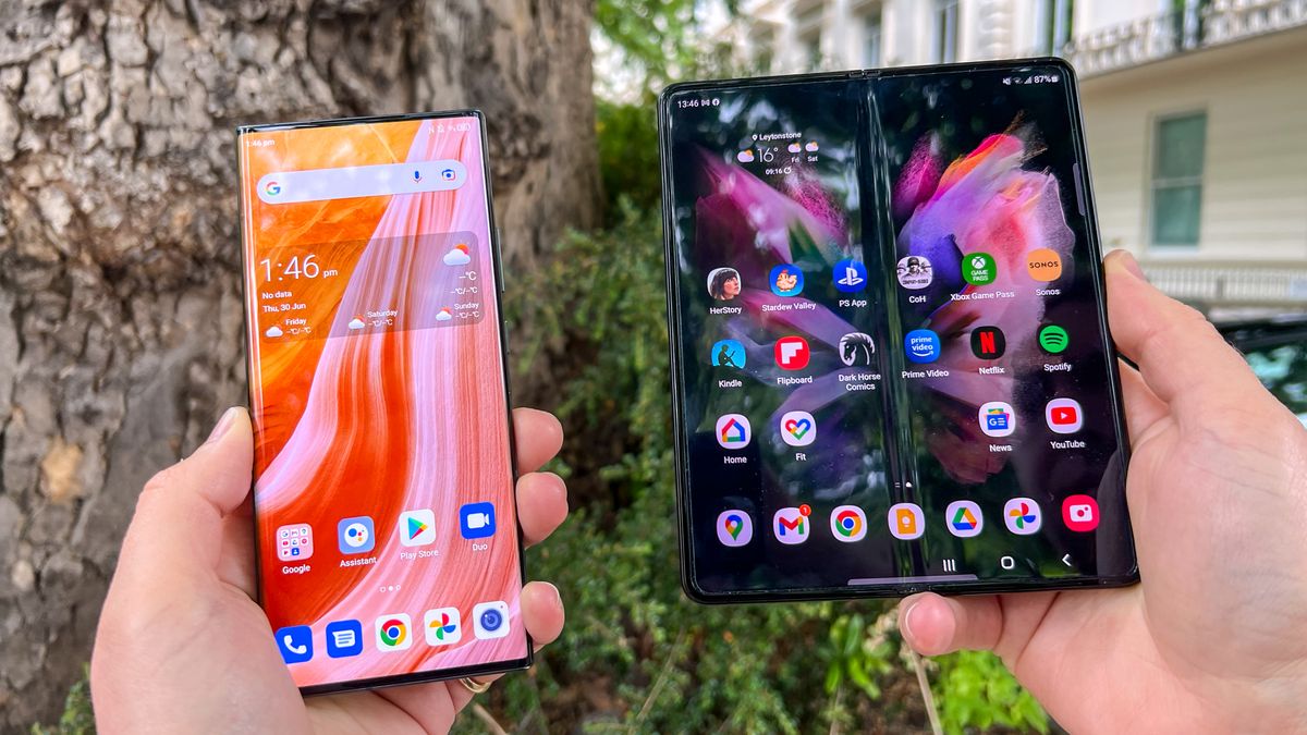 The Samsung Galaxy Z Fold 3 and ZTE Axon 40 Ultra side by side