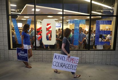 Outside a rally for Democratic candidate Jon Ossoff.