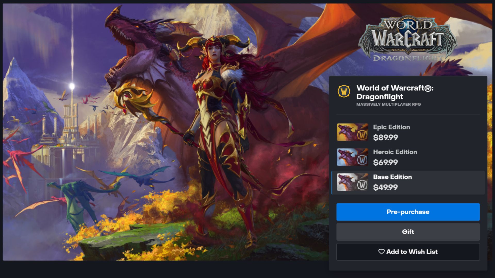 Clé HEROIC Pour World Of Warcraft : Dragonflight (Version EU) - Gagnée Sur Twitter - Prix Bas