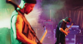 A stage-right's view of Night Verses as they play live, with Nick DePirro playing a solo on his Abasi Concepts Larada electric