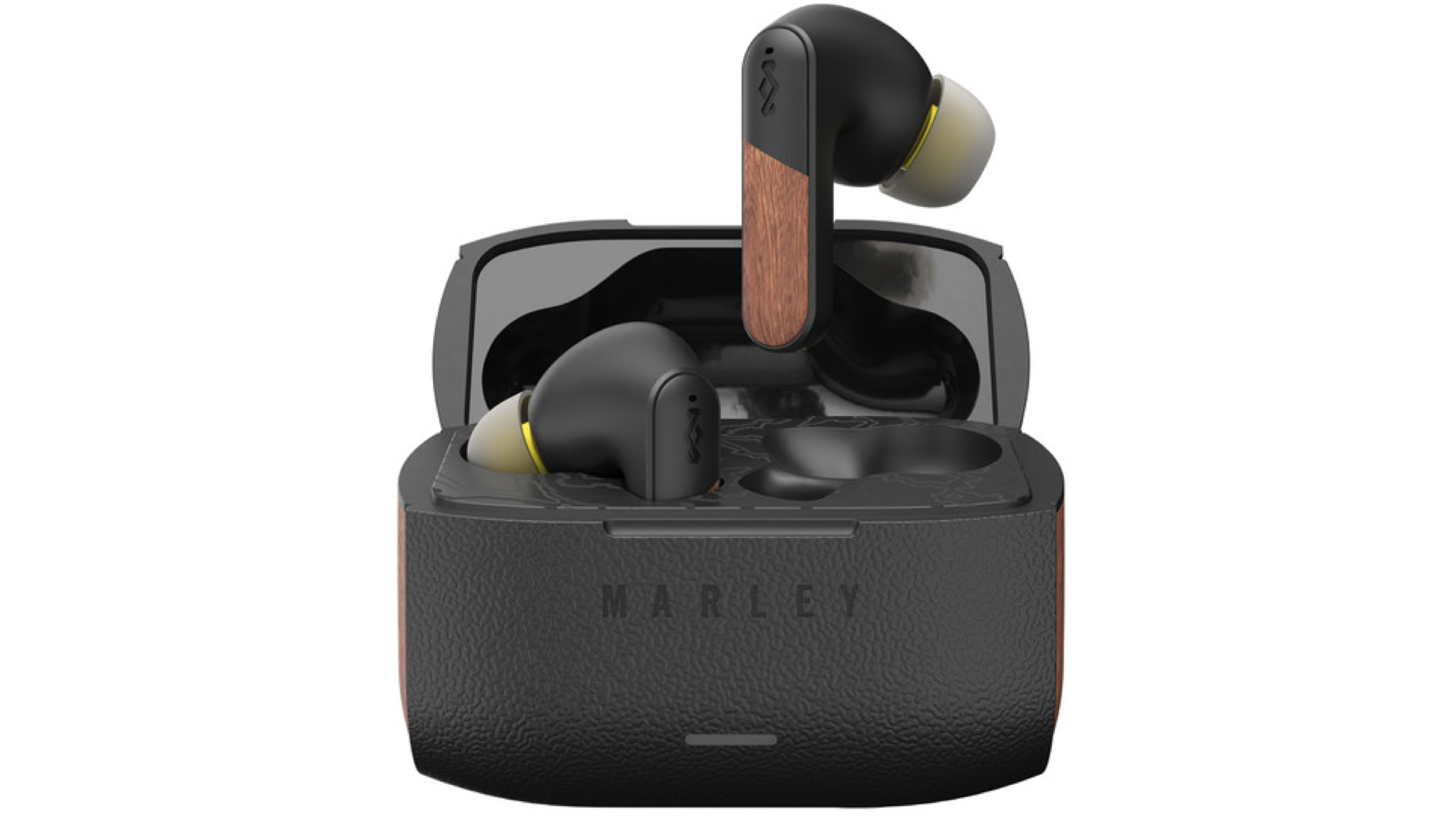 House of Marley Trenchtown ANC earbuds in black on a white background