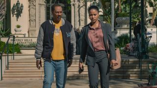 Eddie Murphy as Axel Foley and Taylour Paige as Jane Saunders in Beverly Hills Cop: Axel F