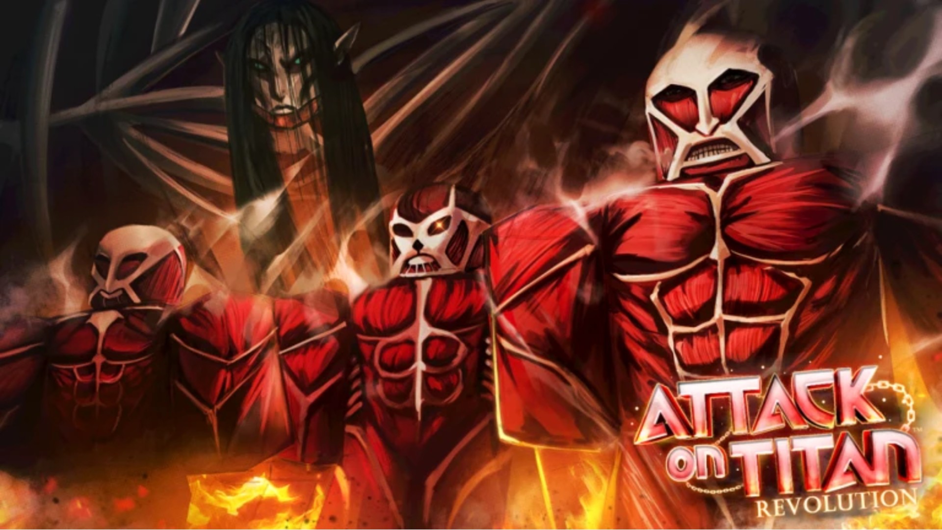 Roblox versions of Attack on Titan characters stand together in AOTR.