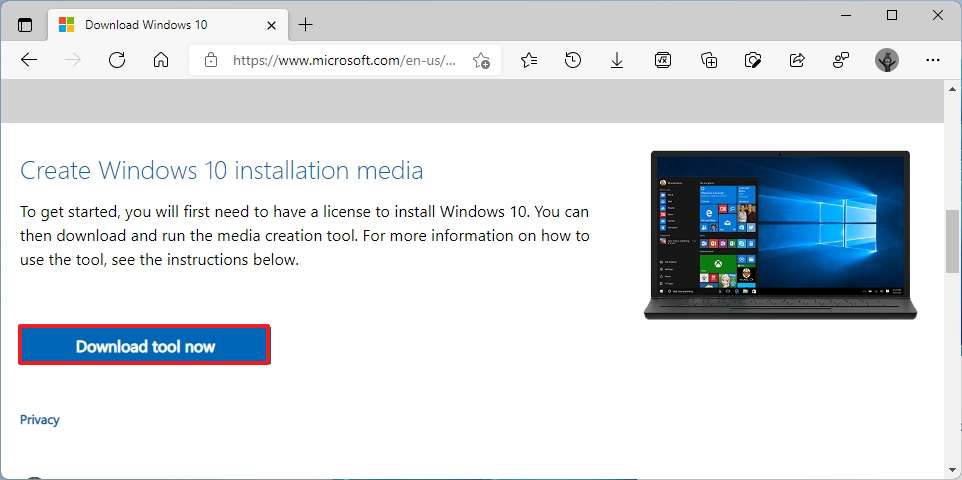 Download Media Creation Tool for Windows 10