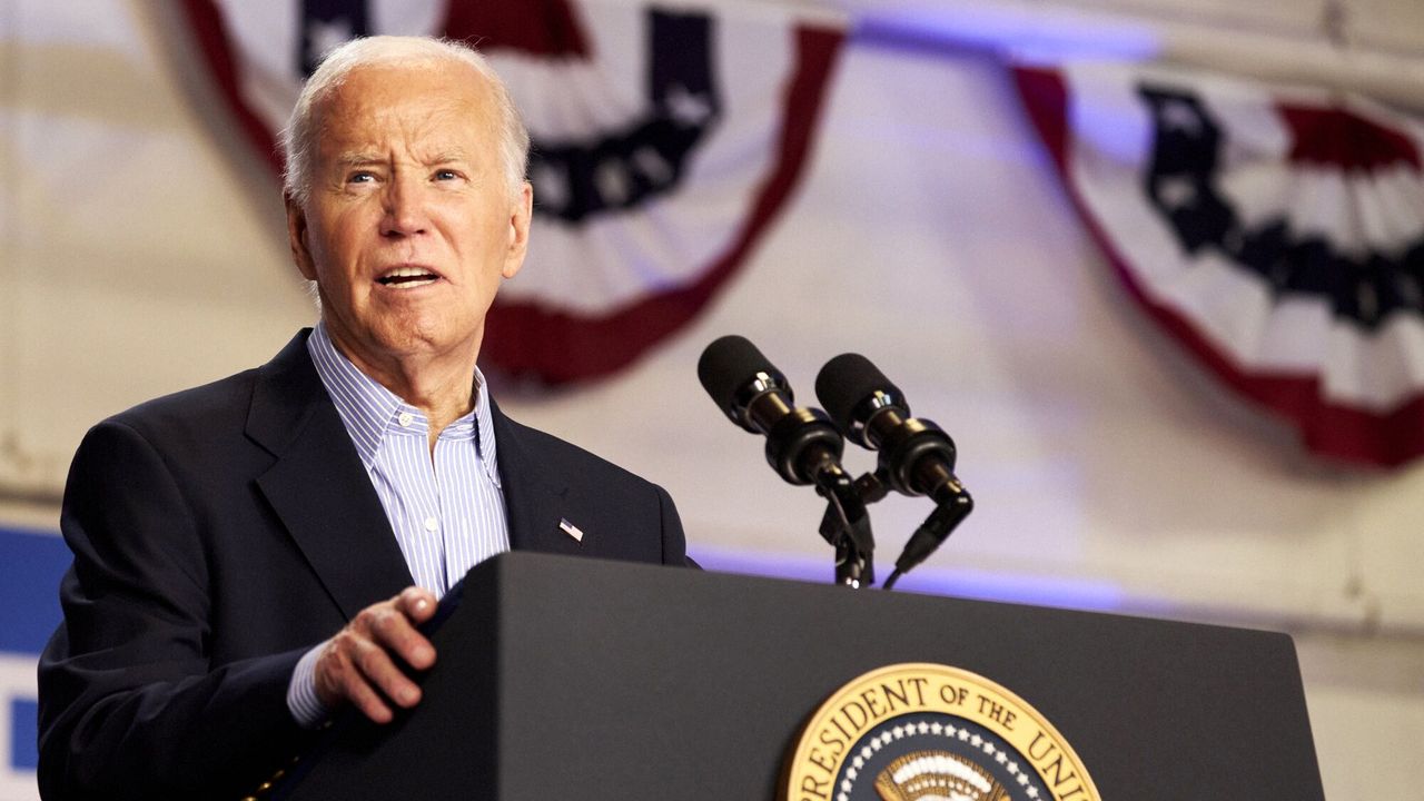 US President Joe Biden during a campaign event in Madison, Wisconsin