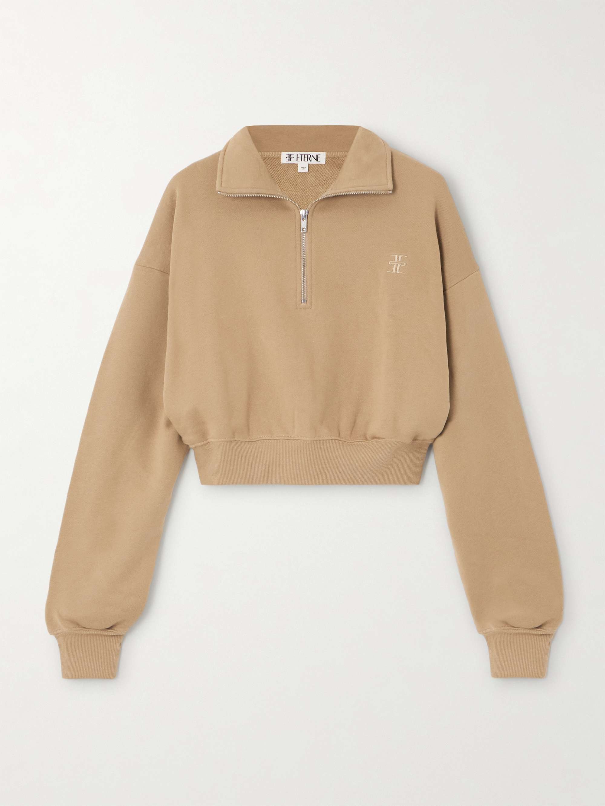 Cropped Embroidered Cotton and Modal-Blend Jersey Sweatshirt