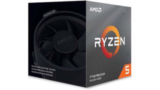 The retail box for the AMD Ryzen 5 3600X against a white background