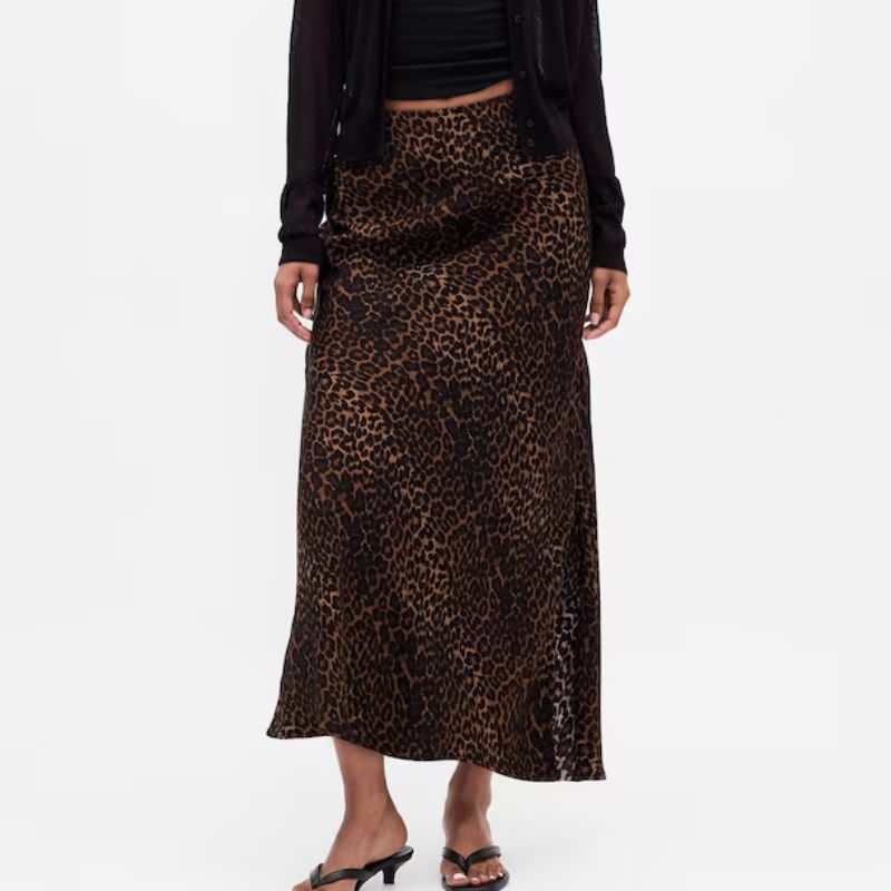 GAP , Brown Leopard Print Maxi Slip Skirt