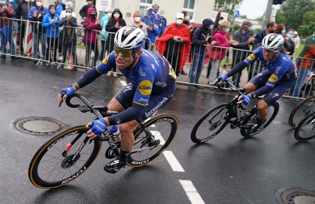 ILMENAU GERMANY AUGUST 27 Mark Cavendish of United Kingdom and Team Deceuninck QuickStep competes during the 35th Deutschland Tour 2021 Stage 2 a 1806km stage from Sangerhausen to Ilmenau DeineTour on August 27 2021 in Ilmenau Germany Photo by Christian KasparBartkeGetty Images