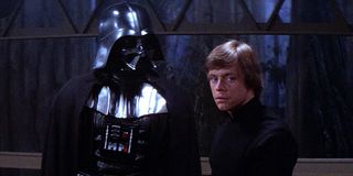 David Prowse as Darth Vader and Mark Hamill as Luke Skywalker in Return of the Jedi (1983)