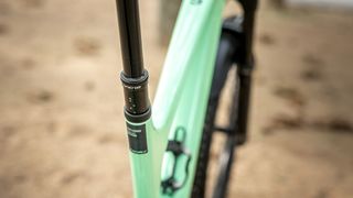 The dropper seatpost on the Bold Cycles Unplugged mountain bike