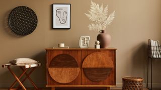 Brown vintage cabinet in living room