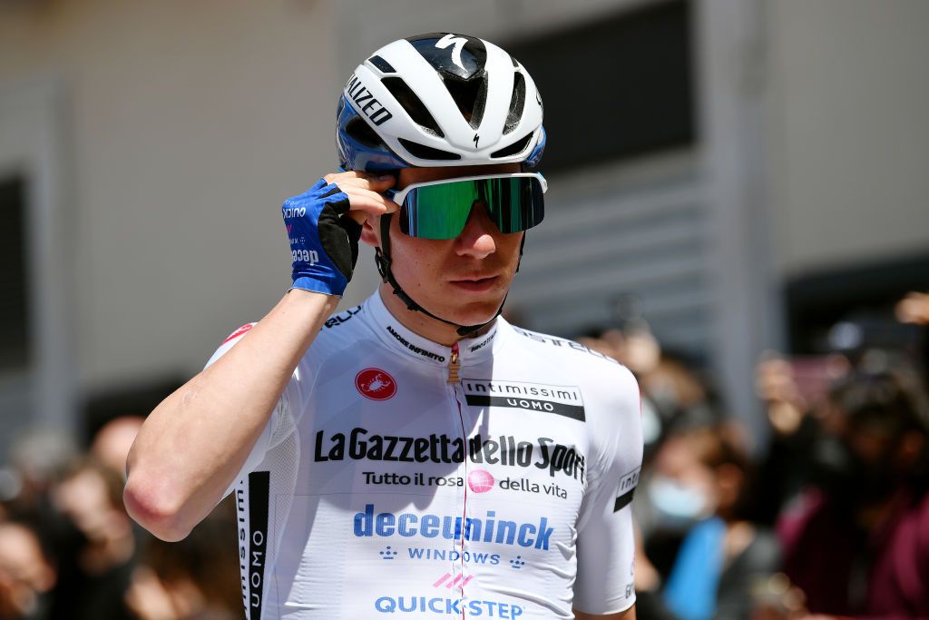FOLIGNO ITALY MAY 17 Remco Evenepoel of Belgium and Team Deceuninck QuickStep at start during the 104th Giro dItalia 2021 Stage 10 a 139km stage from LAquila to Foligno girodiitalia Giro on May 17 2021 in Foligno Italy Photo by Stuart FranklinGetty Images