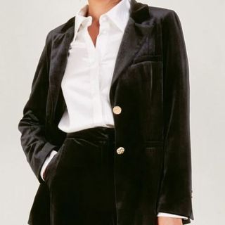 Verity velvet single breasted jacket black