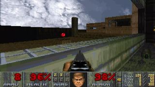 A screenshot of Doom being played by the European Space Agency's OPS-SAT satellite